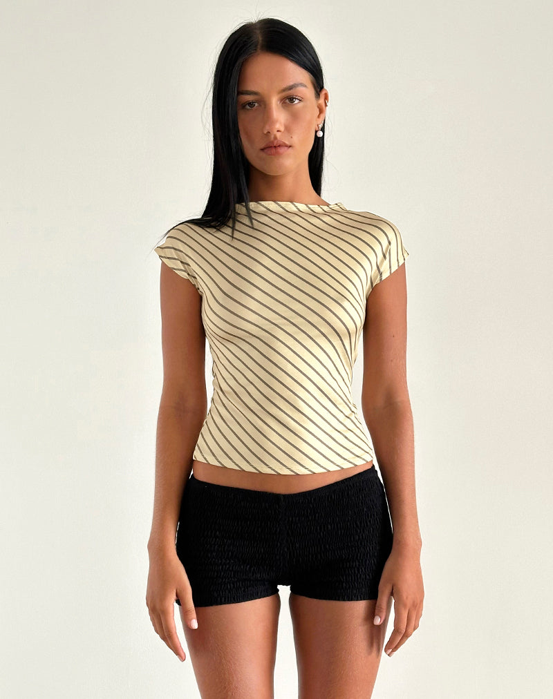 Top Nova Slinky a righe diagonali gialle