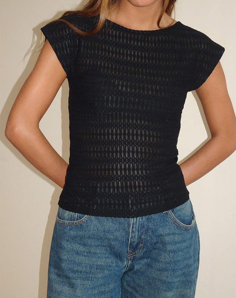 Top Nova in nero testurizzato
