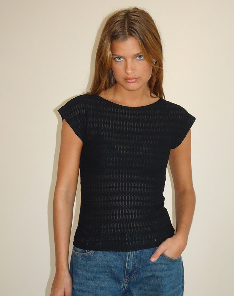 Top Nova in nero testurizzato