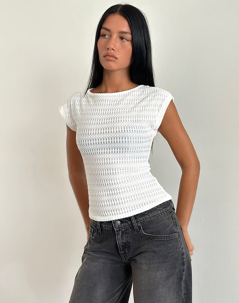 Nova Top in bianco testurizzato