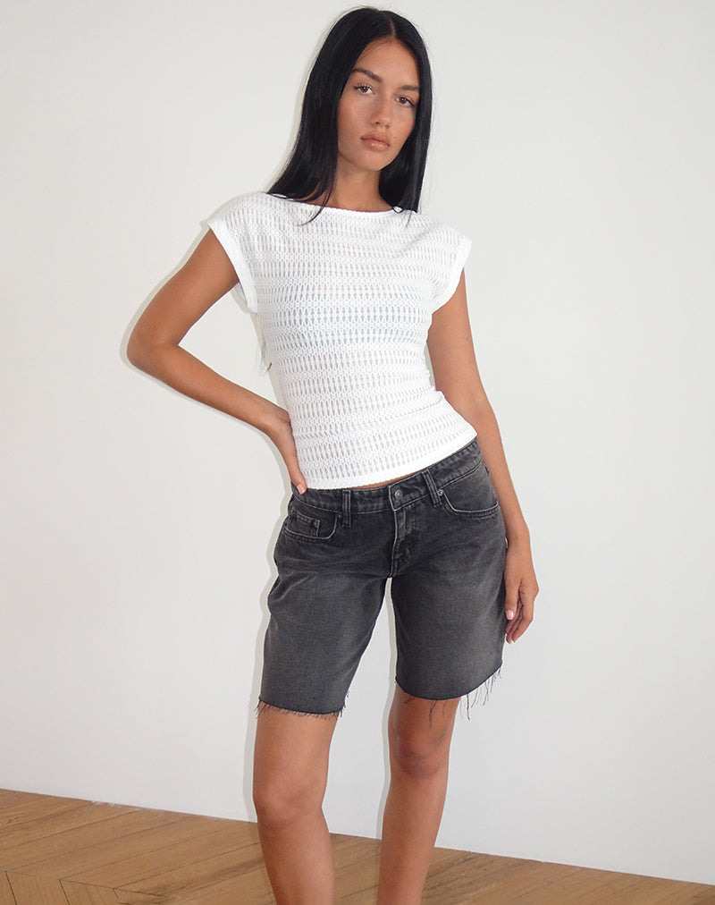 Nova Top in bianco testurizzato