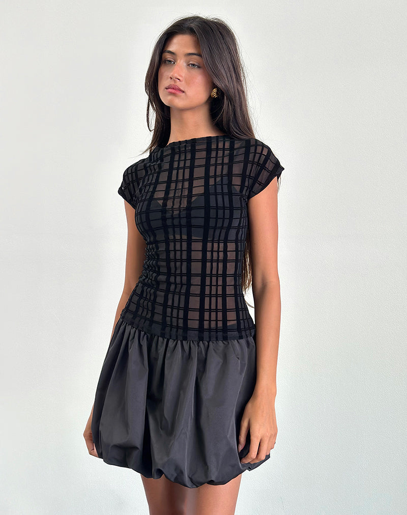Immagine di Nova Top in tonal check flock nero