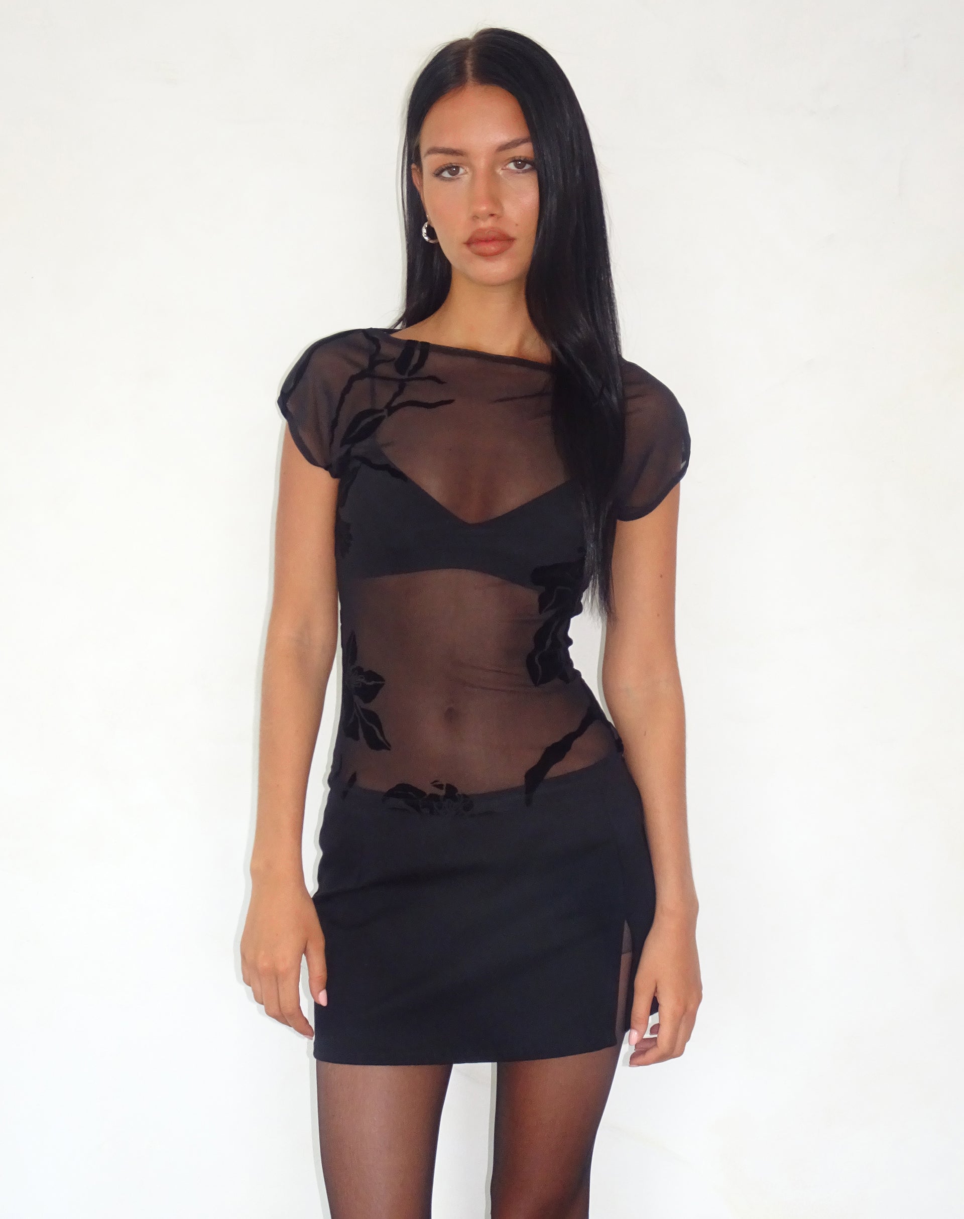 Immagine di Nova Top in Orchidee Flock Nero