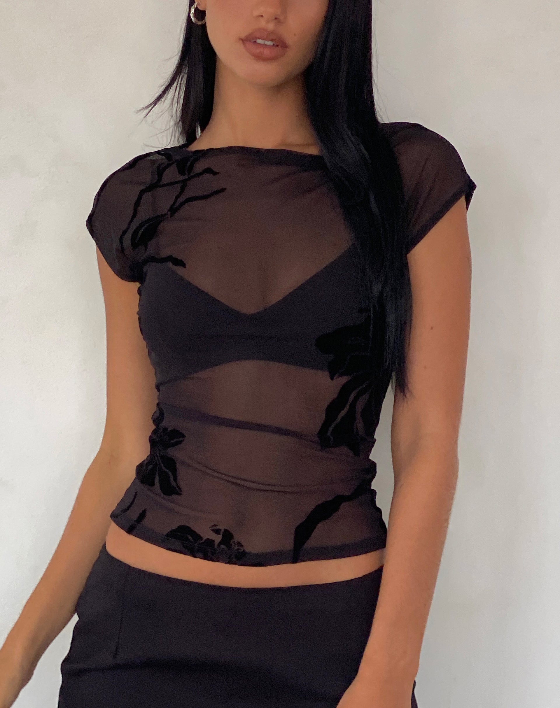 Immagine di Nova Top in Orchidee Flock Nero