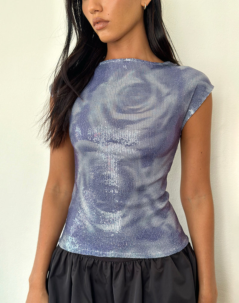 Immagine di Novaria Top in paillettes astratte rosa grigio