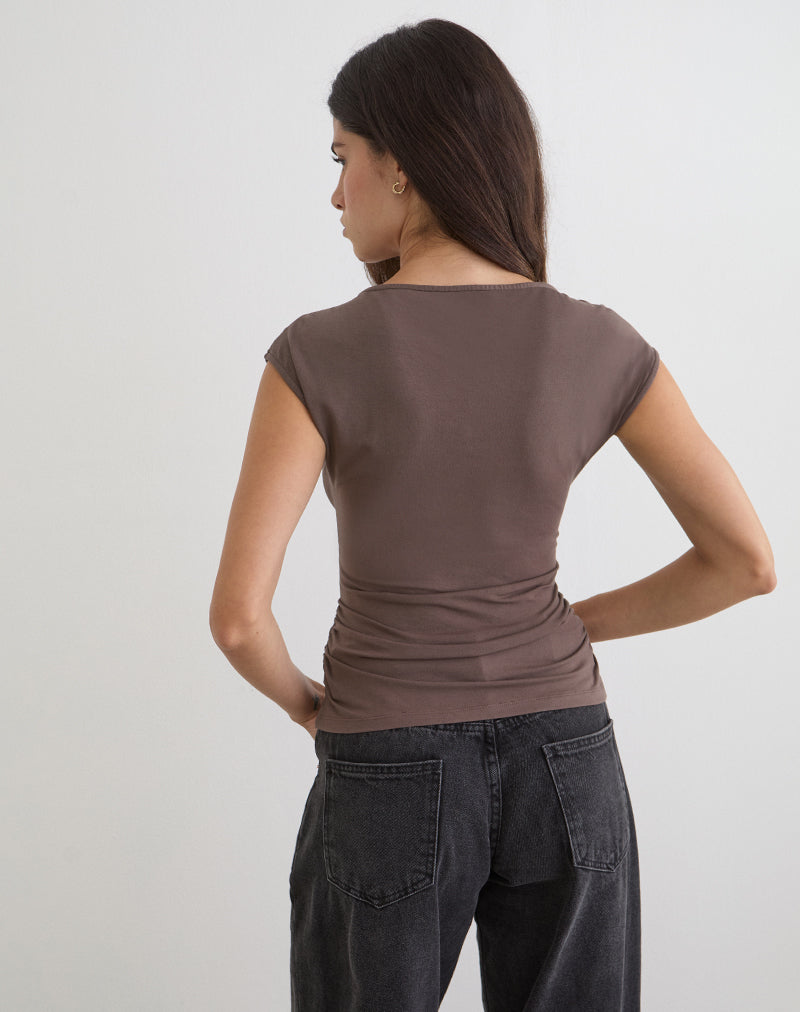 Immagine del top Novia con ruches sui lati in color caffè quarzo