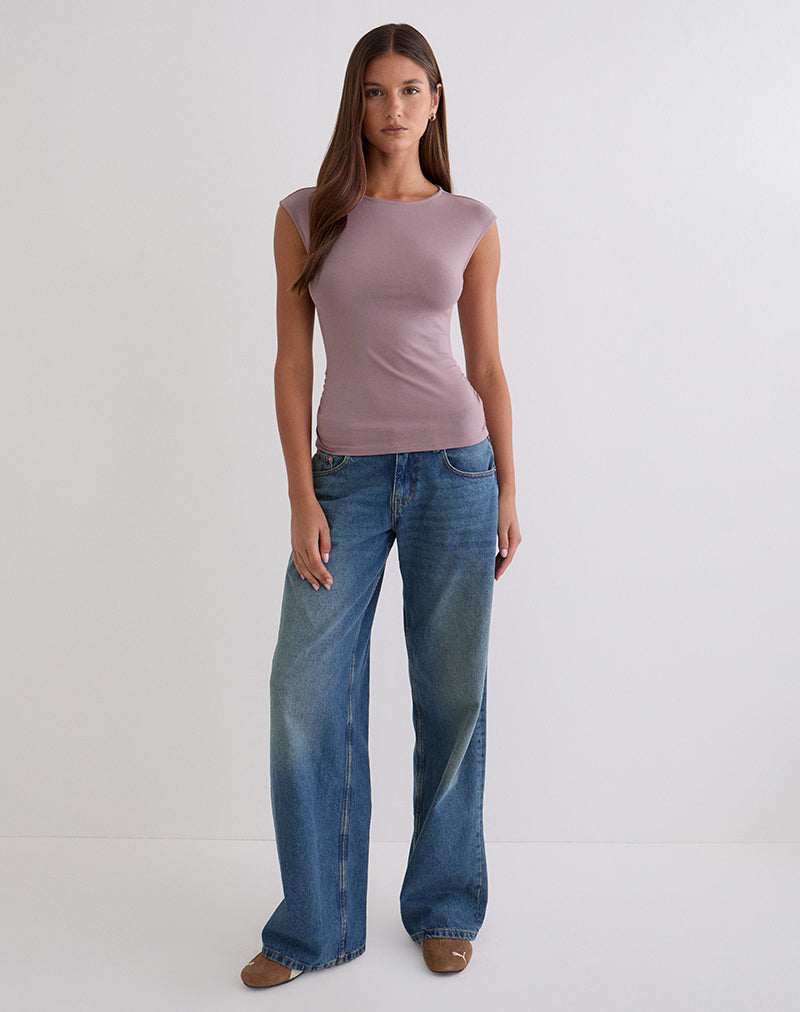 Image of Novia Top with Ruched Sides in Dusty Mauve