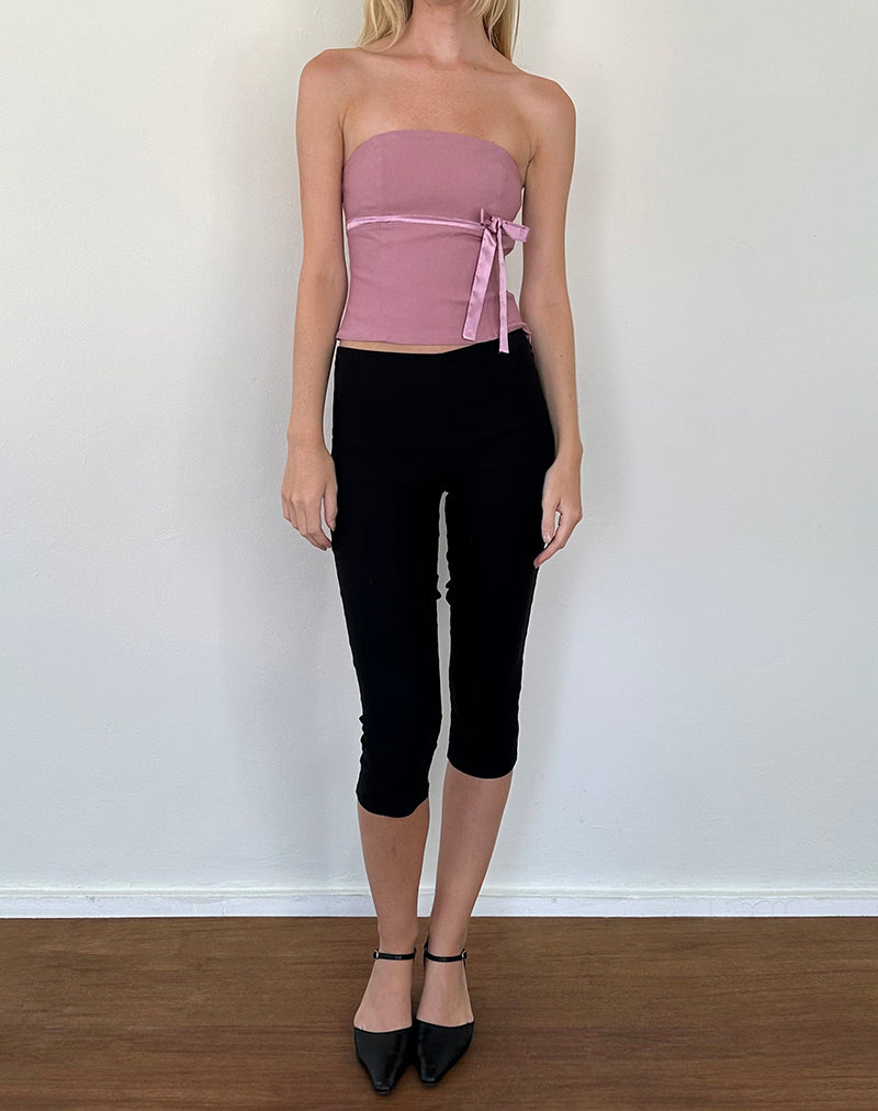 Immagine di Novita Top a fascia con dettaglio a fiocco in rosa scuro sartoriale