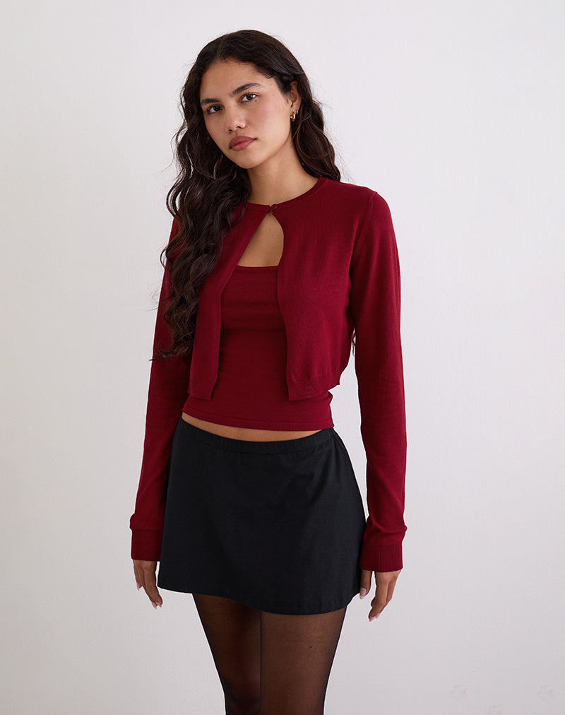 Immagine di Ziva Knit Cami Vest Top in Borgogna