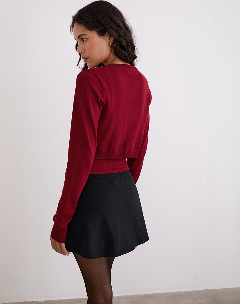 Immagine di Nuha Cropped Cardigan in Borgogna