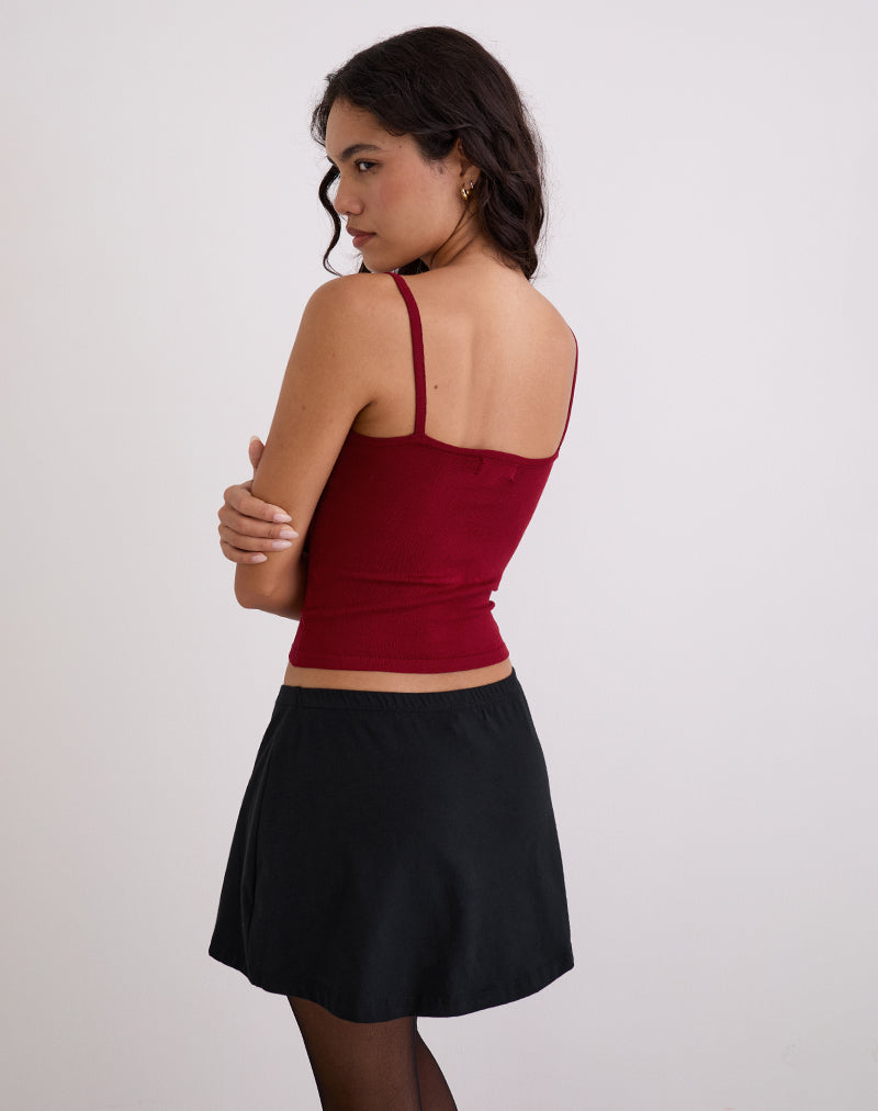 Immagine di Ziva Knit Cami Vest Top in Borgogna