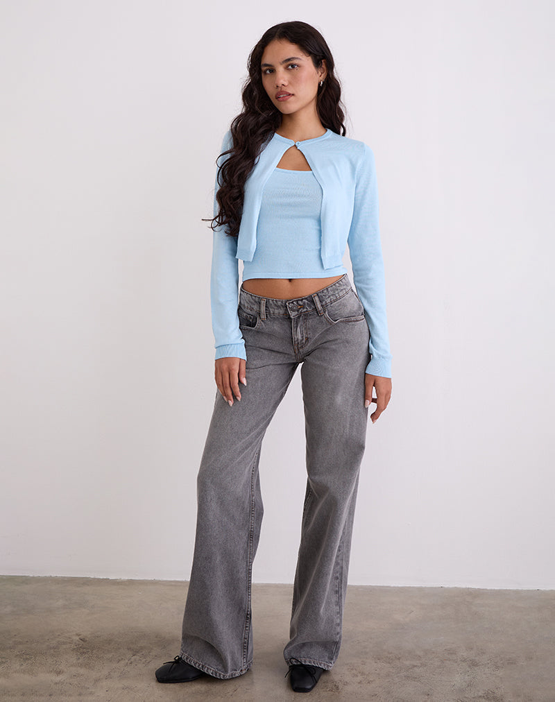 Immagine di Nuha Cardigan cropped a coste in blu