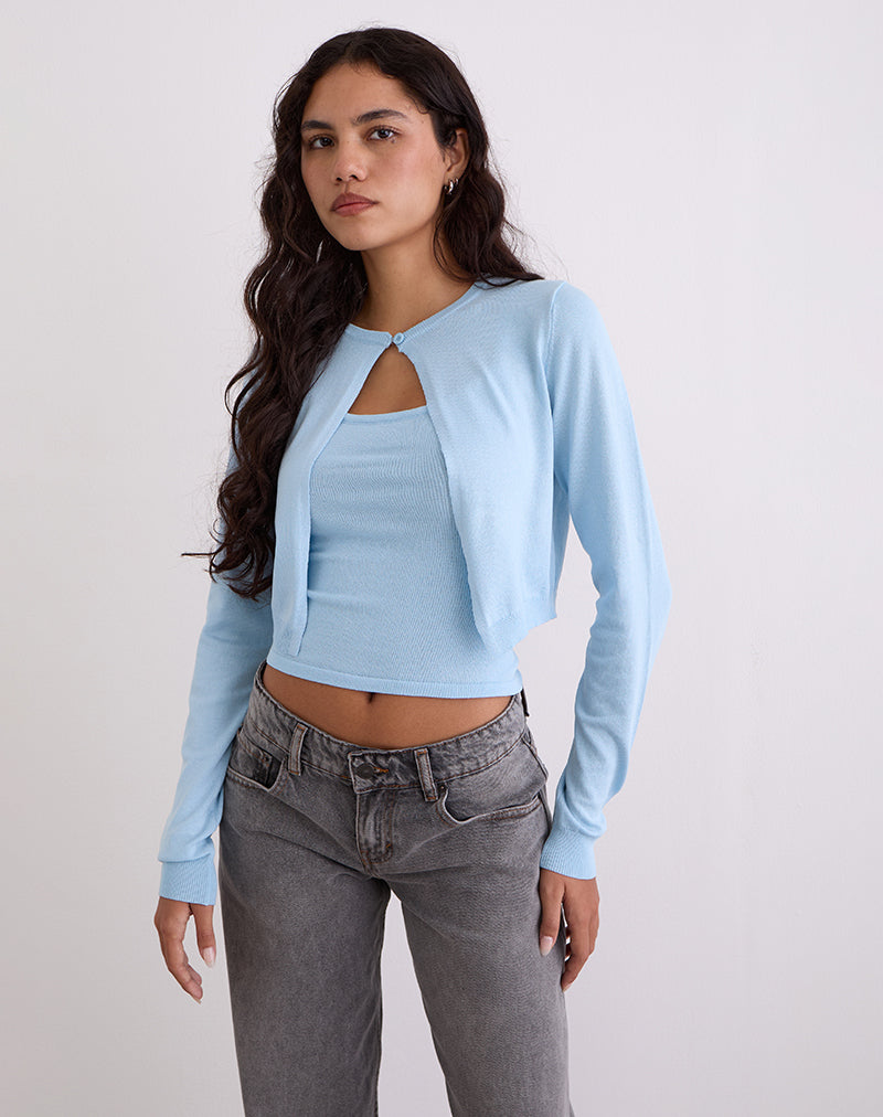 Immagine di Nuha Cardigan cropped a coste in blu