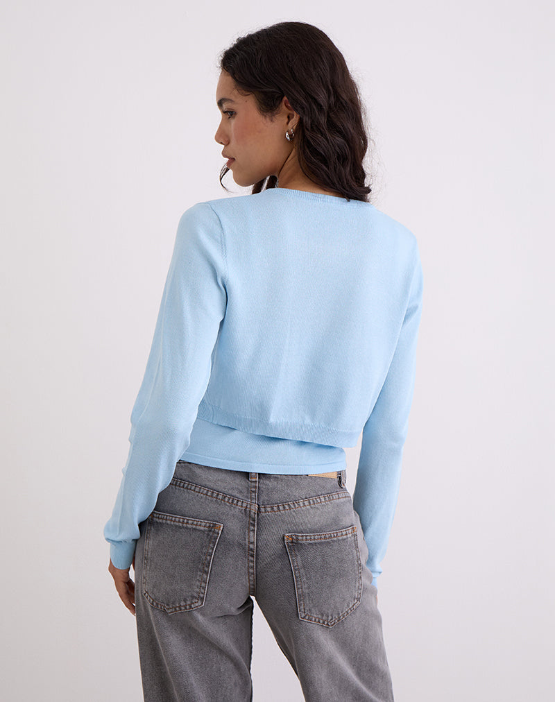 Immagine di Nuha Cardigan cropped a coste in blu