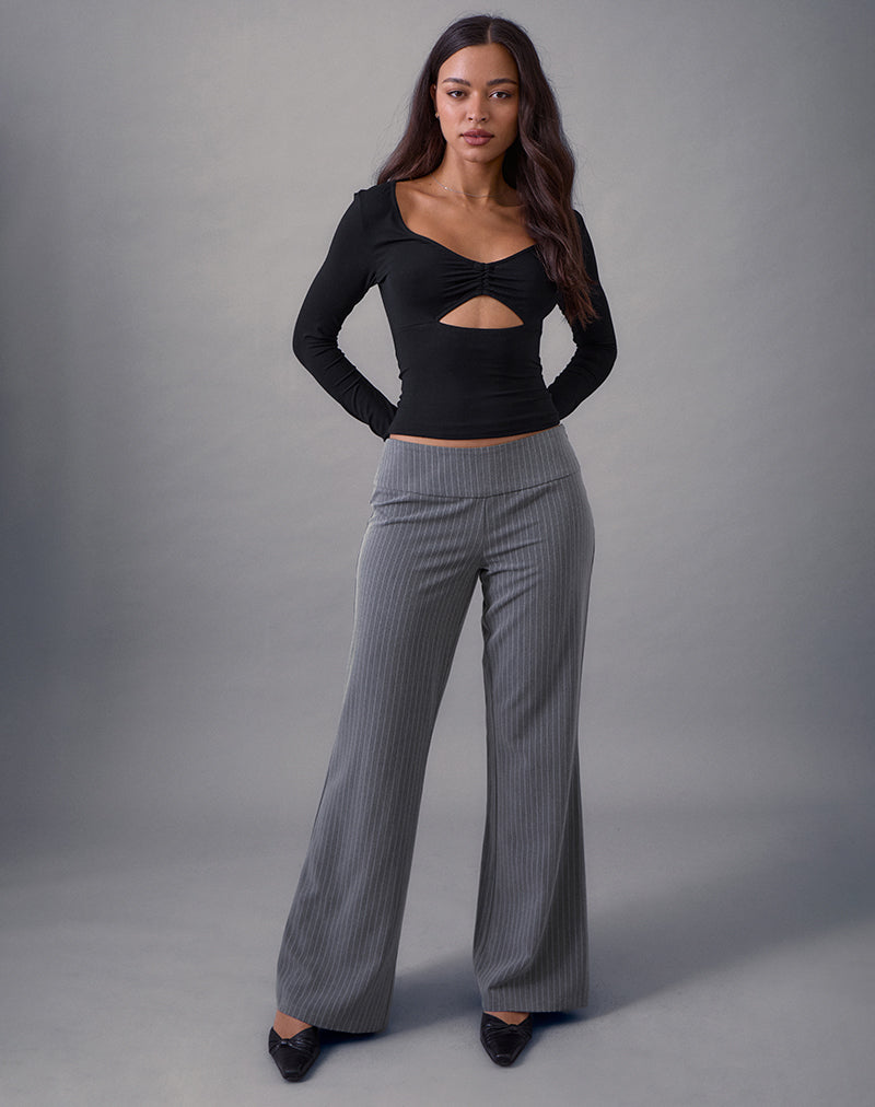 Immagine di Nyala - Top ritagliato a manica lunga in jersey di rayon Nero