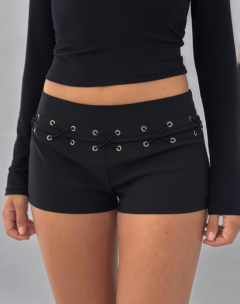 Immagine di Linaya Lace Up Hot Pant in Tailoring Nero