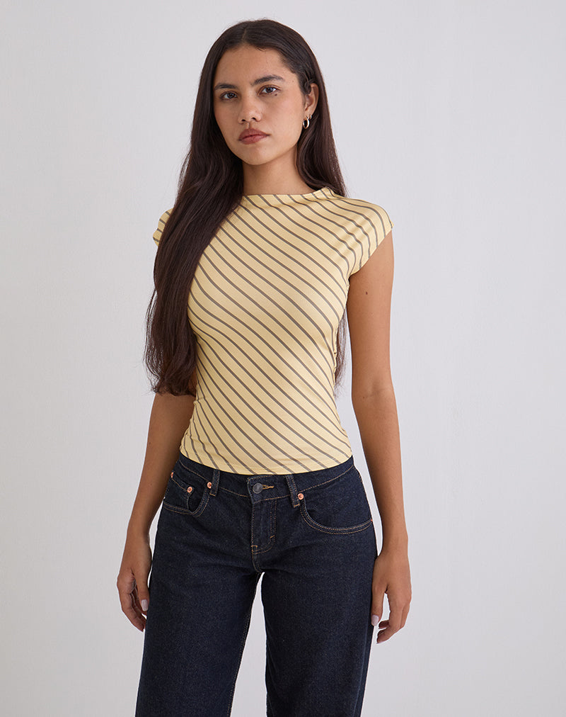 Immagine di Nova Slinky Top a righe diagonali gialle
