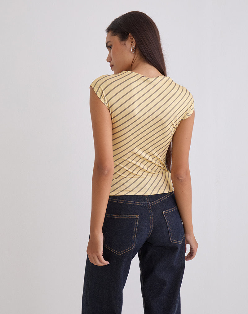 Immagine di Nova Slinky Top a righe diagonali gialle