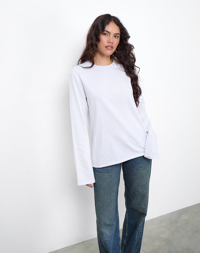 Top a maniche lunghe oversize OB in bianco