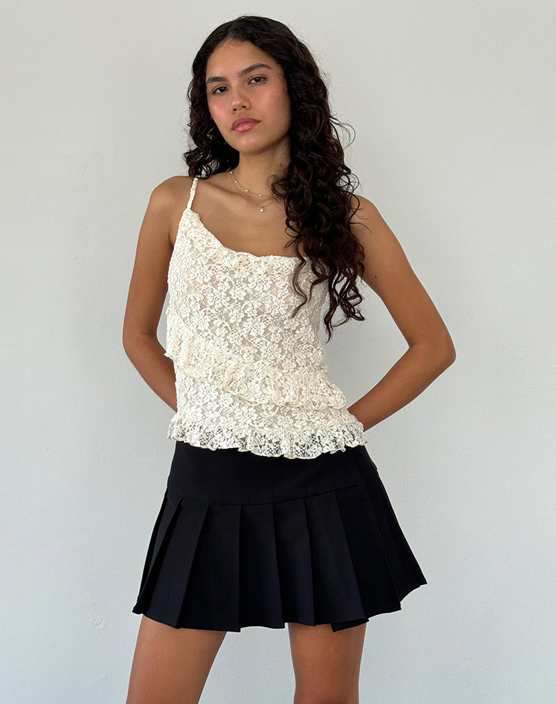 Octavia - Top cami asimmetrico in pizzo avorio