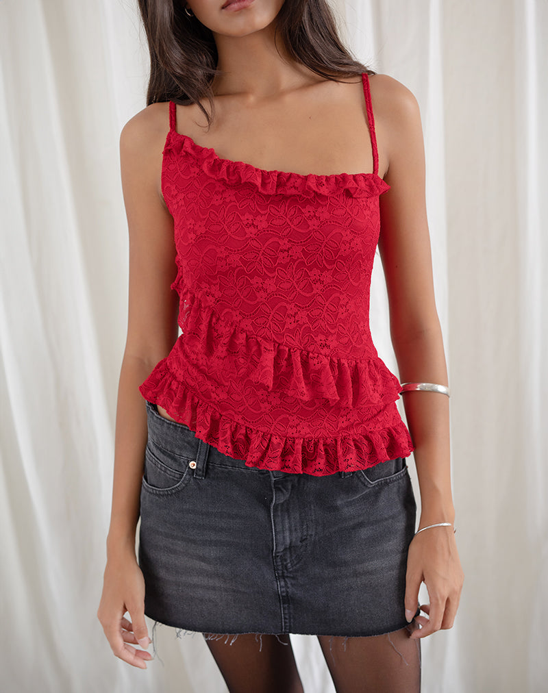 Immagine di Octavia Cami Top asimmetrico in pizzo rosso