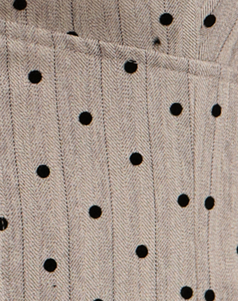 Canottiera Odin beige con gessato a pois