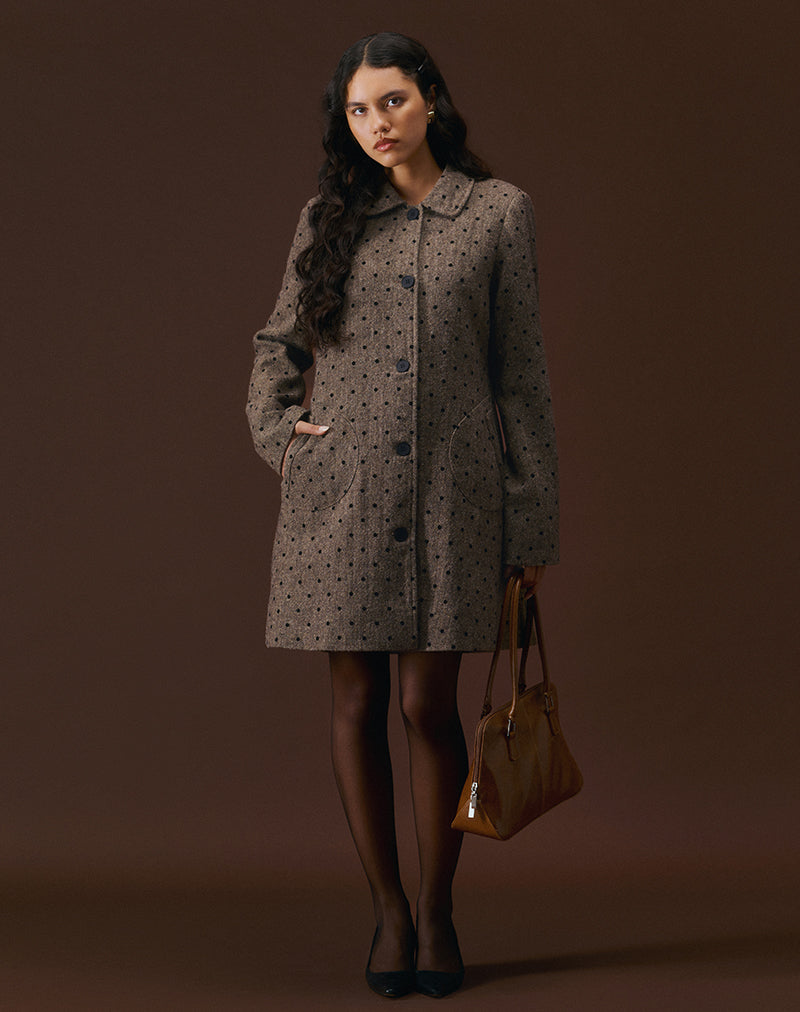 Cappotto lungo Lirena in Polka Brown