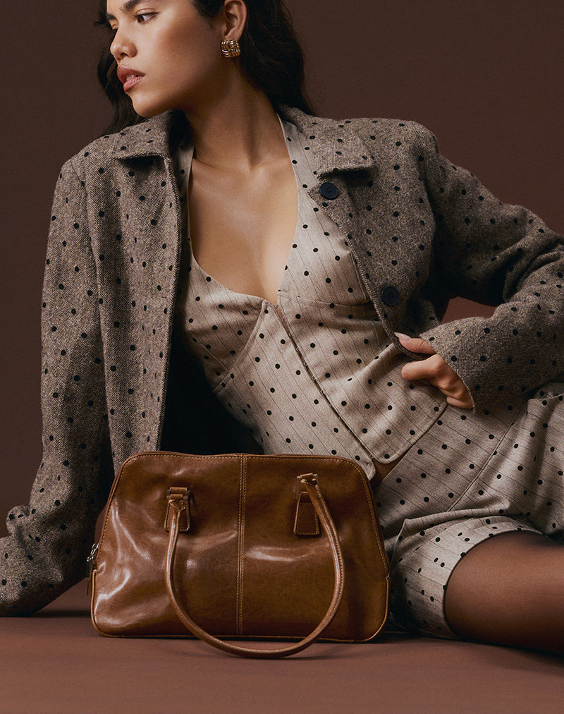 Immagine di Odin Gilet Top in beige con gessato a pois