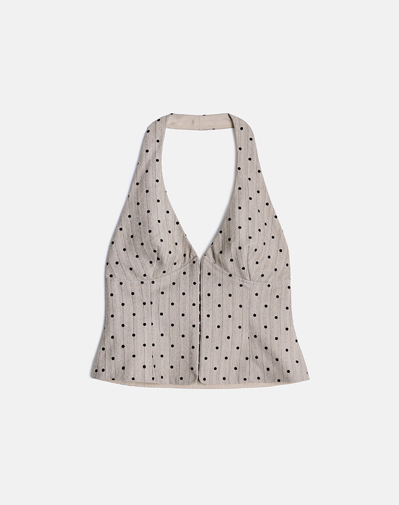 Immagine di Odin Gilet Top in beige con gessato a pois