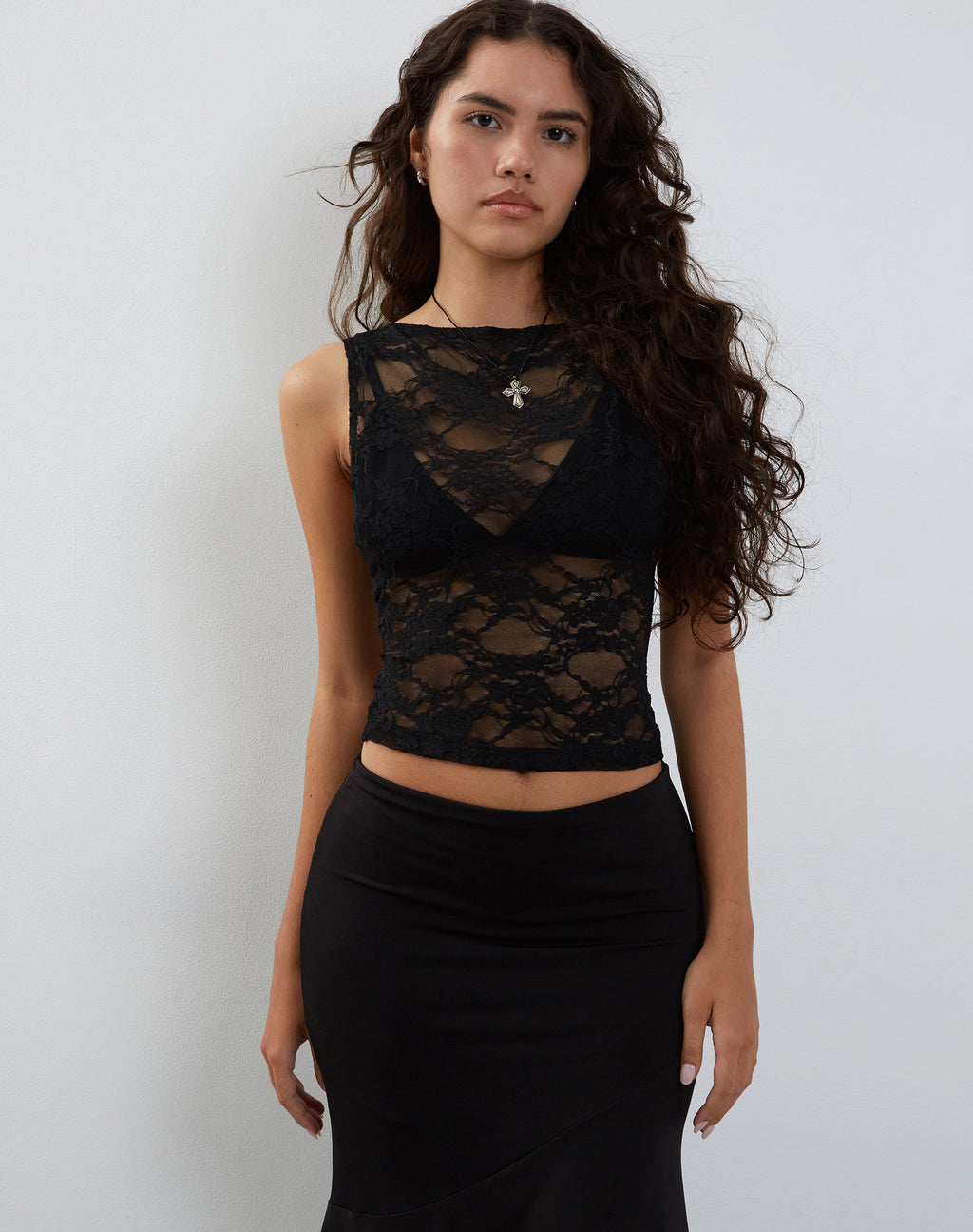 Top in pizzo Maloe in nero