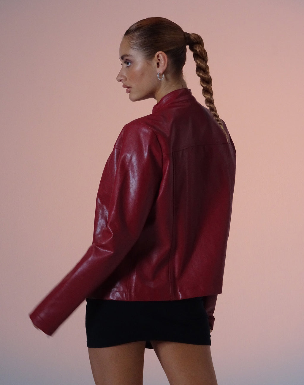 Giacca Olivia in PU rosso sangue