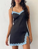 immagine di Oming Slip Mini Dress nero con pizzo blu