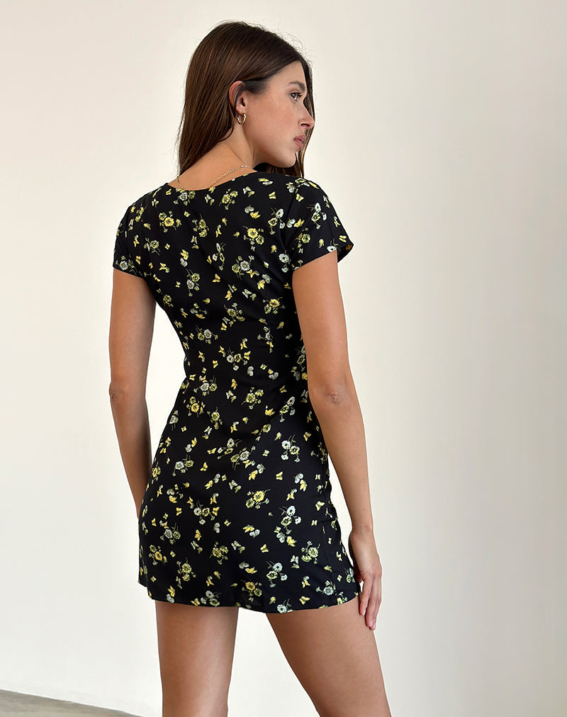 Immagine di Omoni Mini Dress in Lemon and Lime Nero