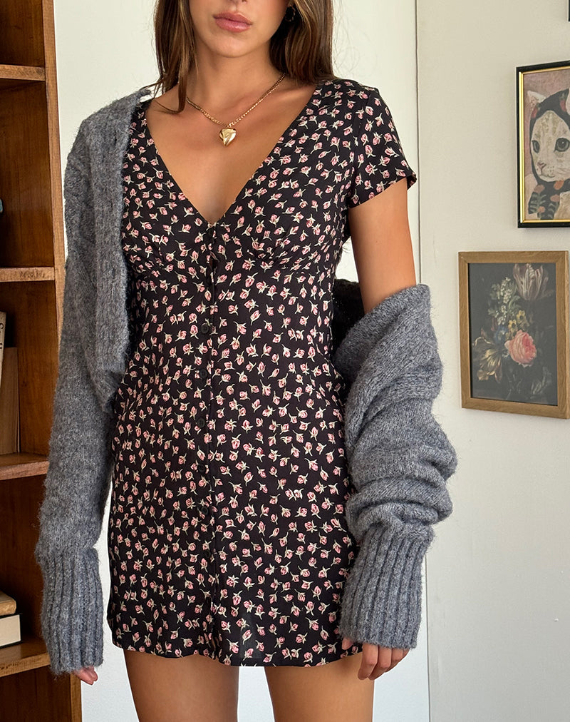 Immagine di Omoni Mini Dress in Red Rose Ditsy Black