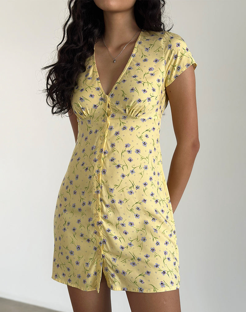 Immagine di Omoni Mini Abito in Fiore Selvatico Lemon Drop