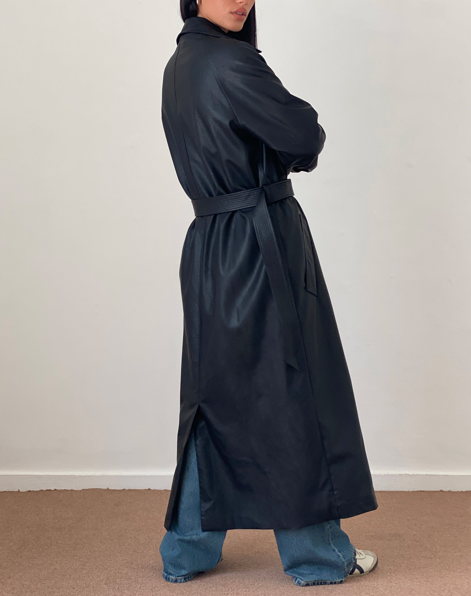 Immagine di Orcati Cappotto Trench doppio petto in PU nero
