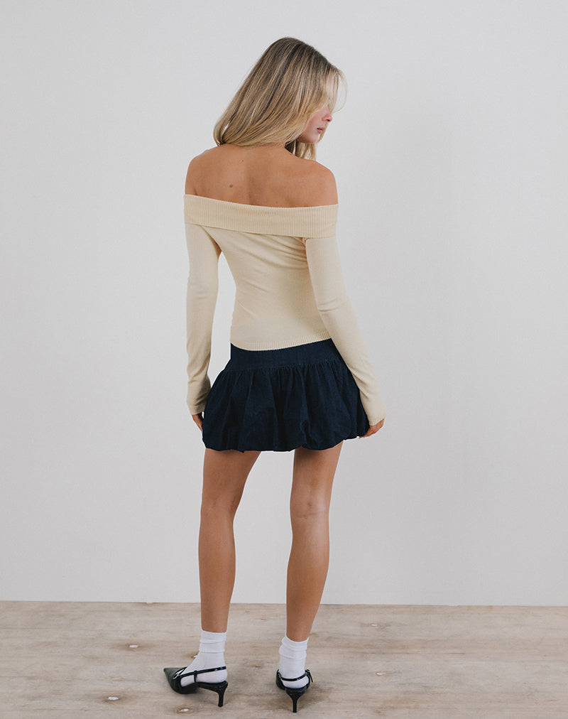 Immagine di Orianne Top Bardot a maniche lunghe in maglia crema di burro