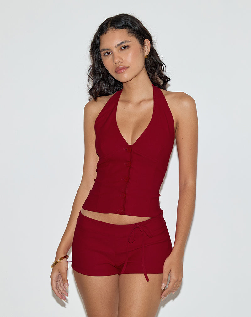 Immagine di Ortee Top a collo alto in rosso sartoriale
