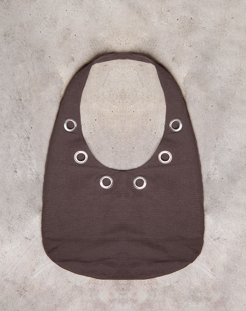 Borsa a tracolla Oru in marrone con occhielli