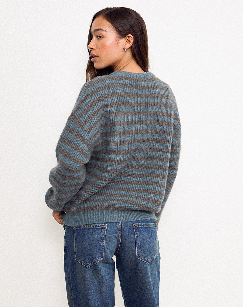 Immagine di Orvala - Maglia a righe color ardesia e marrone