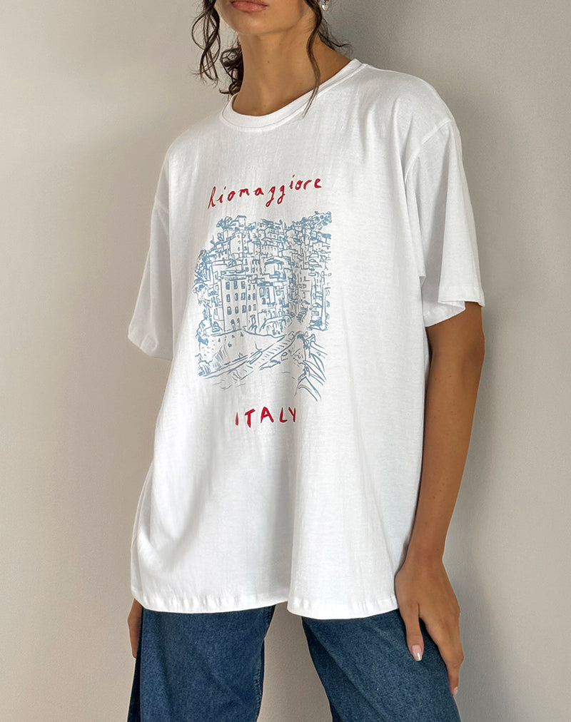 Maglietta basic oversize in Riomaggiore Italia Bianco