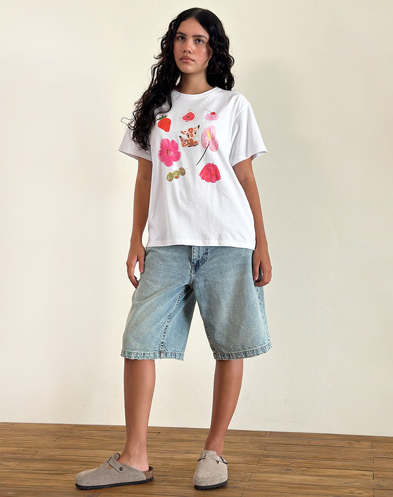 Immagine della t-shirt basic oversize in bianco Cuties