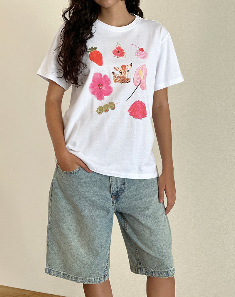 Immagine della t-shirt basic oversize in bianco Cuties