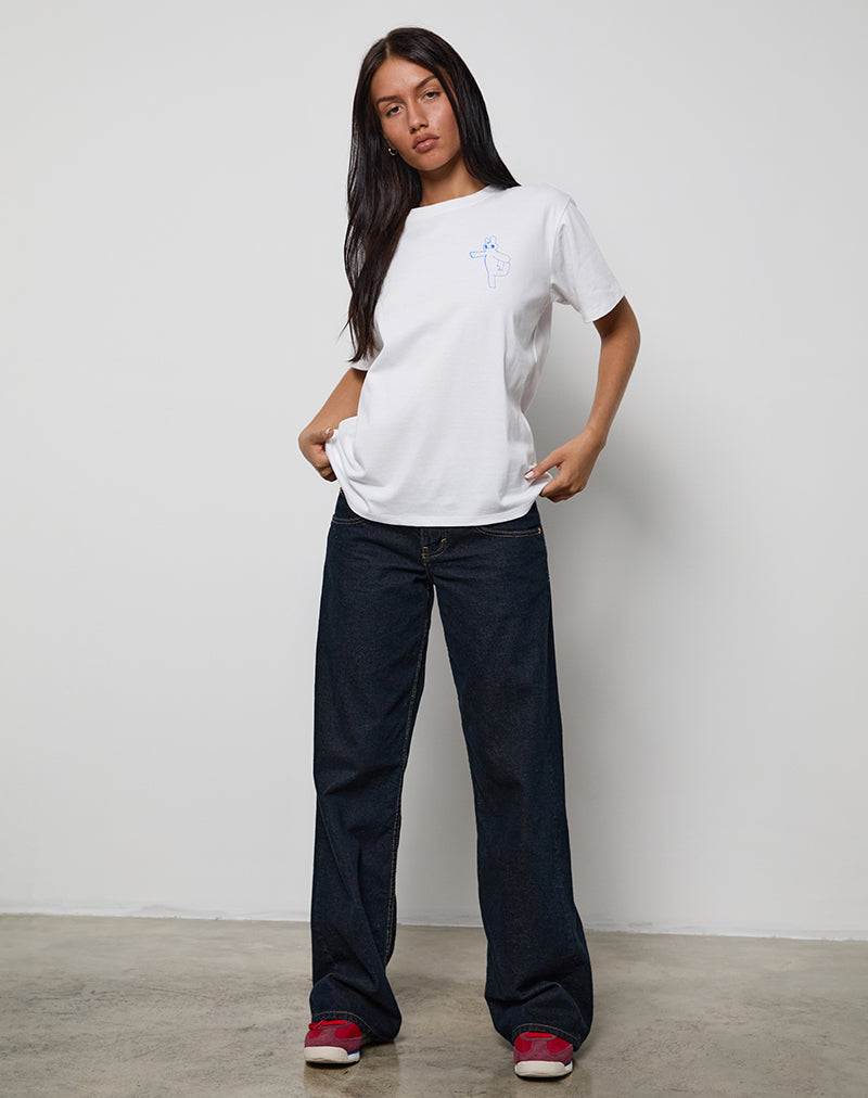 Maglietta oversize basic in bianco con grafica Doing My Best