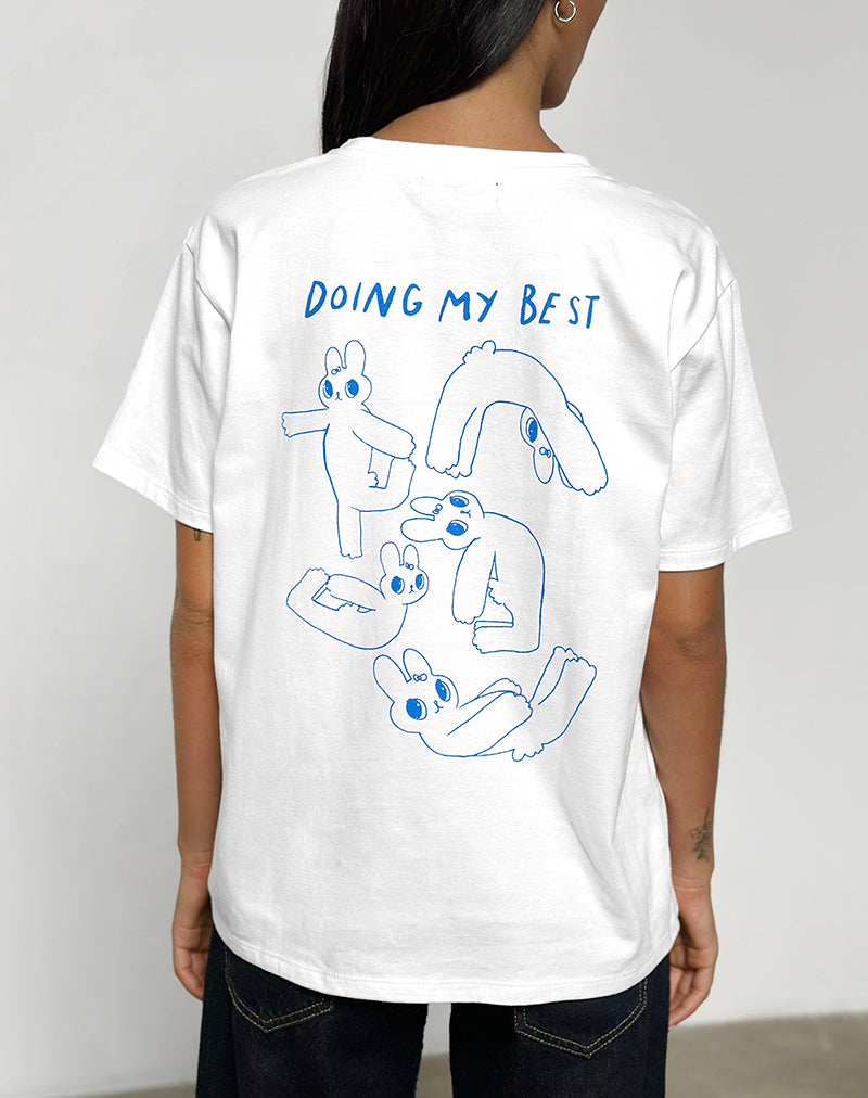 Immagine della t-shirt oversize basic bianca con grafica Doing My Best