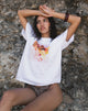 Immagine della t-shirt basic oversize in bianco Hibiscus