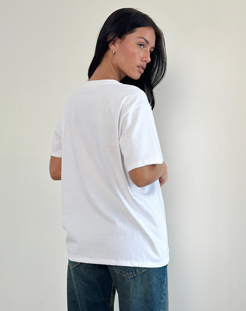 Immagine della t-shirt basic oversize in bianco con Kitty