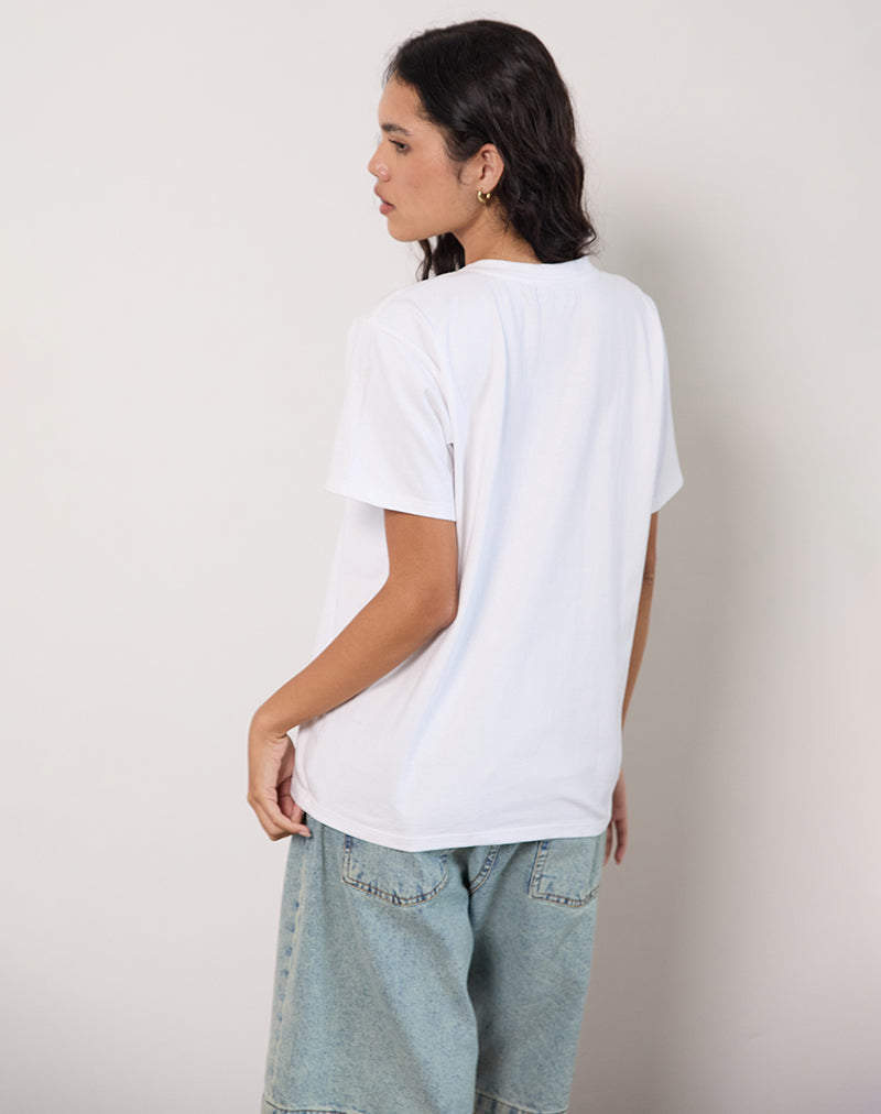 Immagine della t-shirt oversize Basic in bianco con stampa di animali domestici Aries Motel