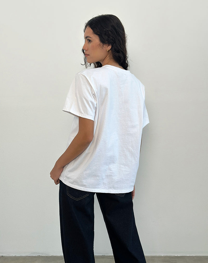Immagine della t-shirt basic oversize in bianco con Pesci Motel Pet