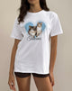 Immagine della t-shirt oversize Basic in bianco con stampa di animali domestici Taurus Motel